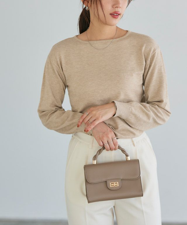 166cm / 杢ベージュ / ボートネック / M