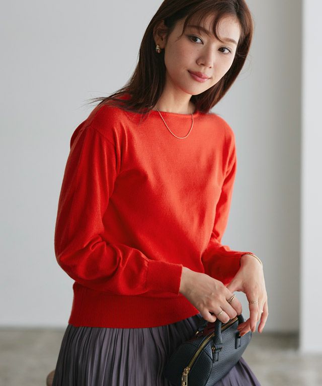 166cm / レッド / ボートネック / M