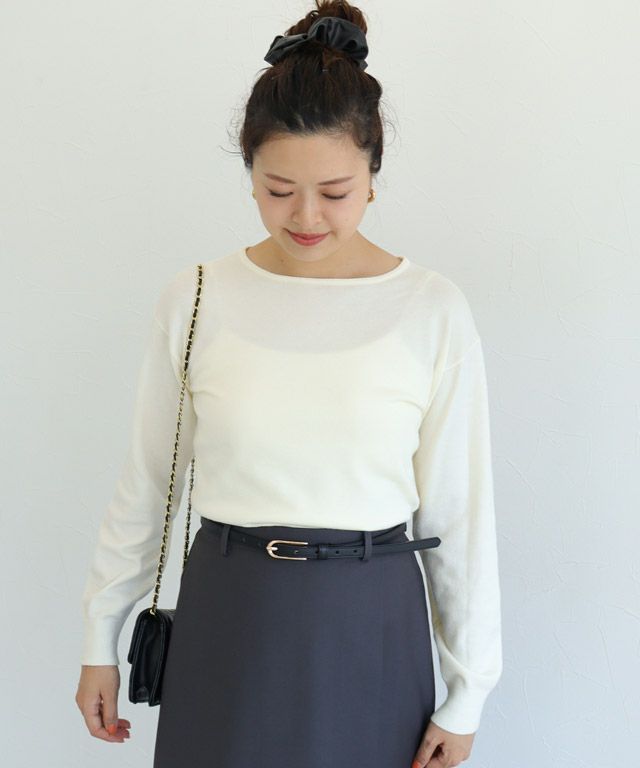 157cm / アイボリー / ボートネック / M