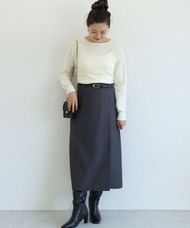 157cm / アイボリー / ボートネック / M