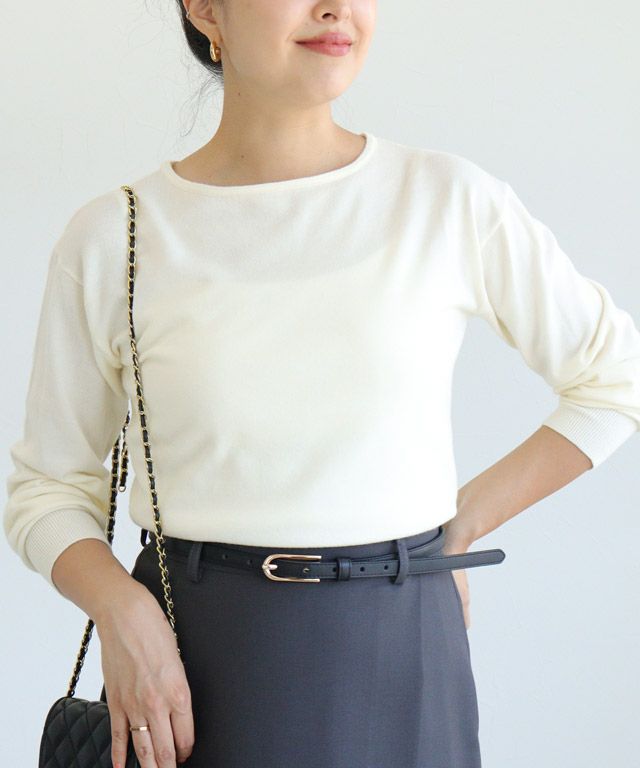 157cm / アイボリー / ボートネック / M