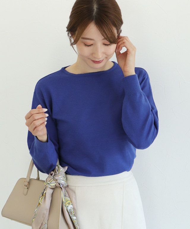 163cm / 杢ブルー / ボートネック / M