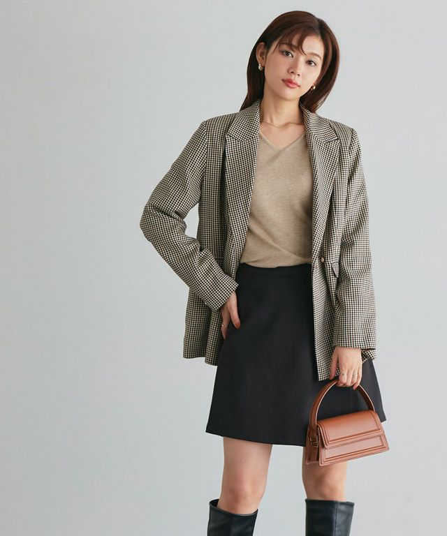 166cm / 杢ベージュ / Vネック / M