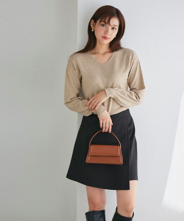 167cm / バーガンディ / Vネック / M