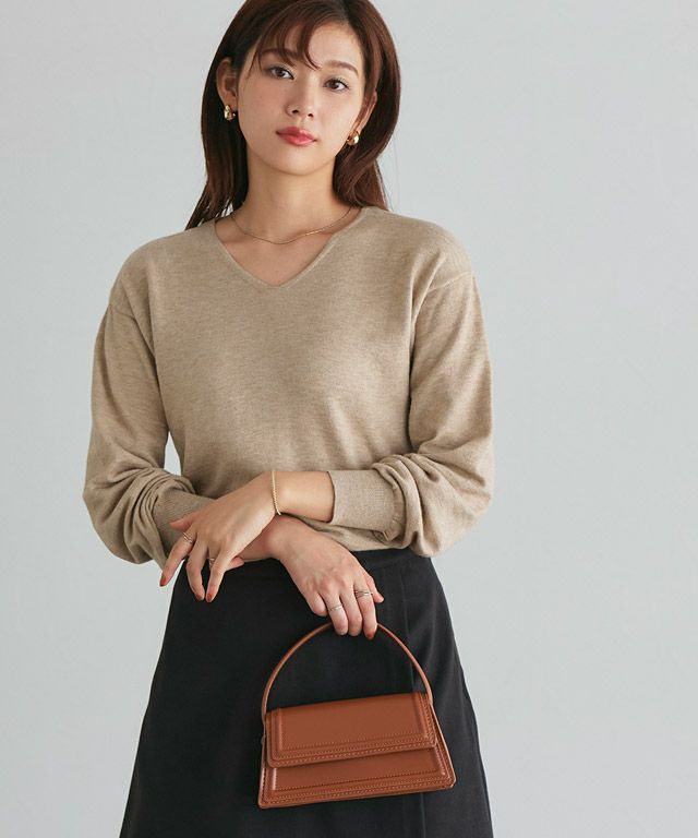 167cm / バーガンディ / Vネック / M