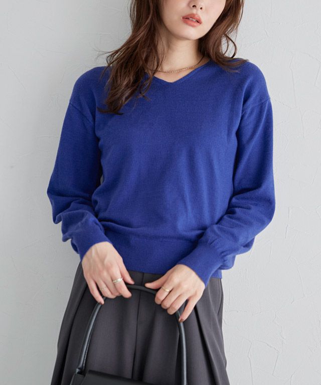 157cm / 杢グレー / Vネック / M