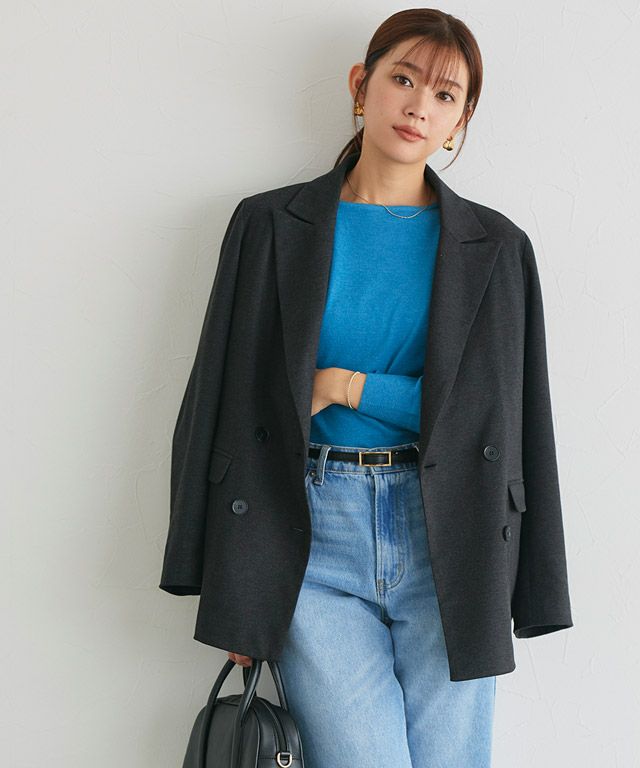 ＊未使用級 プラダ　ジャケット　ウール　シルク　極美品　36 ネイビー　ショート 383495_5.jpg