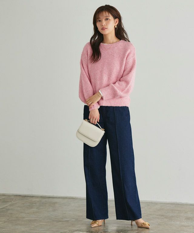 166cm / ピンク / クルーネック / M