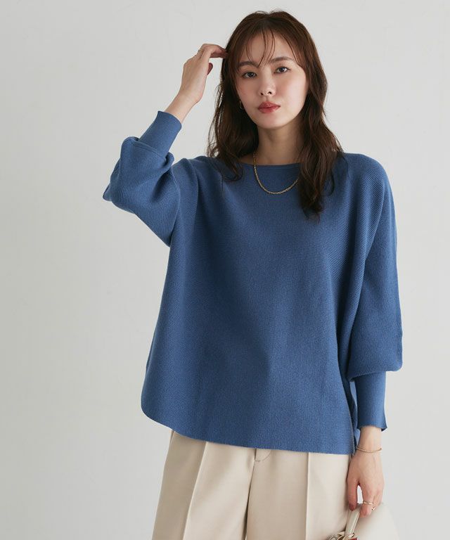 167cm / ブルー / ボートネック / M