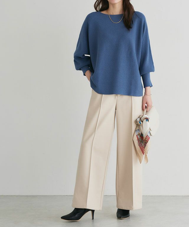 167cm / ブルー / ボートネック / M