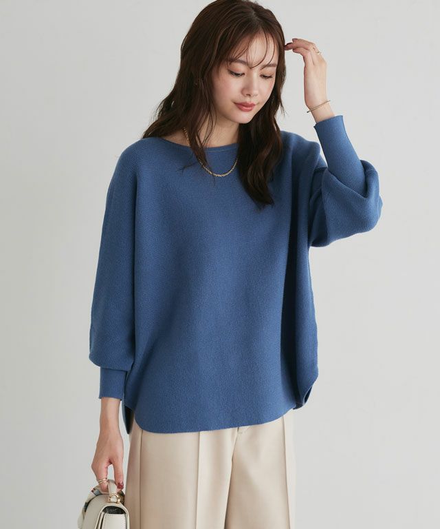 167cm / ブルー / ボートネック / M