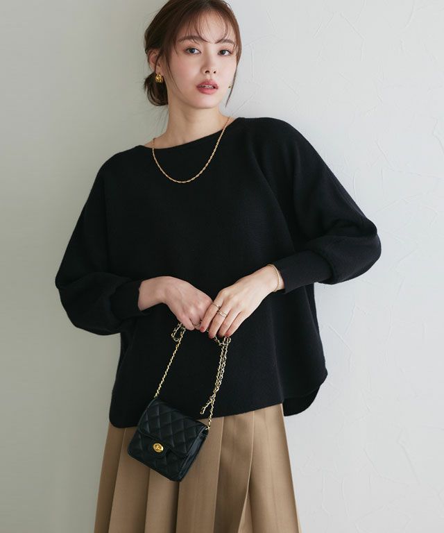 167cm / ブラック / ボートネック / M