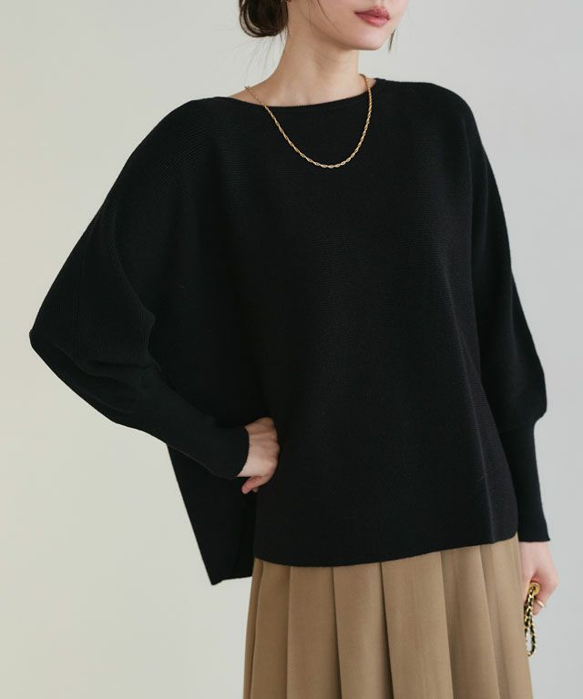 167cm / ブラック / ボートネック / M