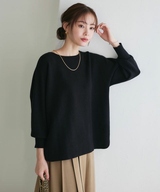 167cm / ブラック / ボートネック / M