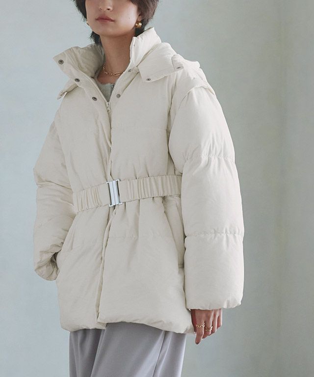 [RASW]ウエストベルトファイバーダウンコート