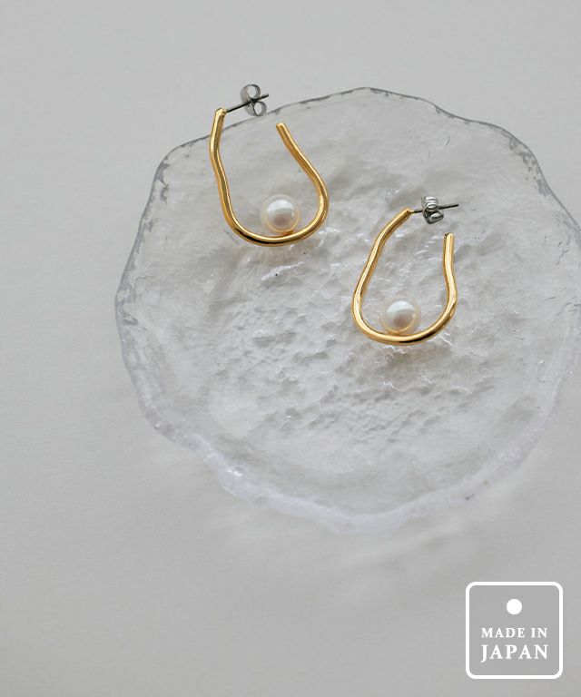 デフォルメフープパールピアス