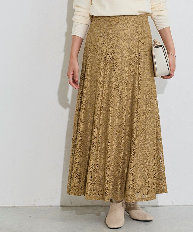 レースセミフレアスカート