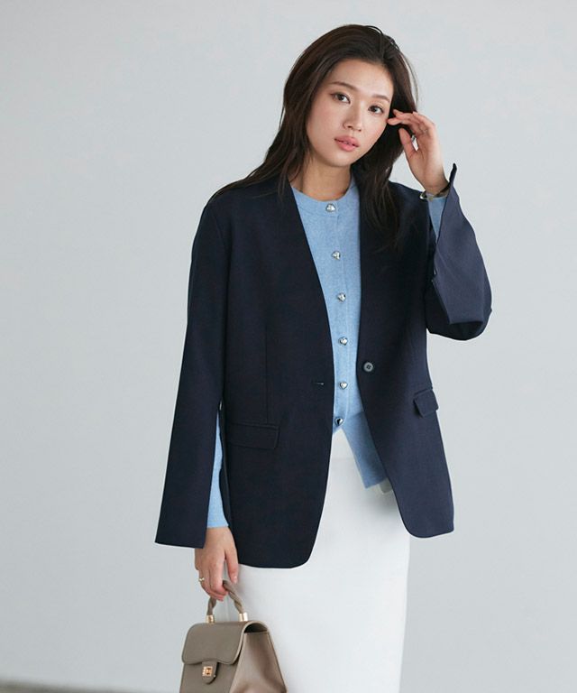 新品同様　ESCADA　ノーカラージャケット　ネイビー　36　S 2wayスリーブノーカラージャケット | 【公式】Pierrot（ピエロ
