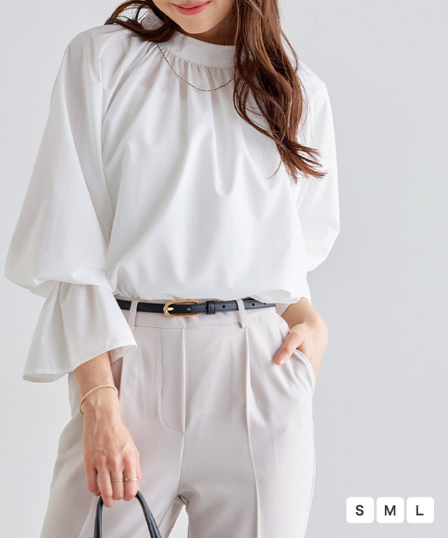 キャンディースリーブギャザーブラウス