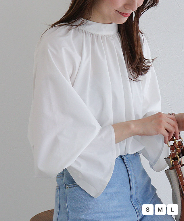 キャンディースリーブギャザーブラウス