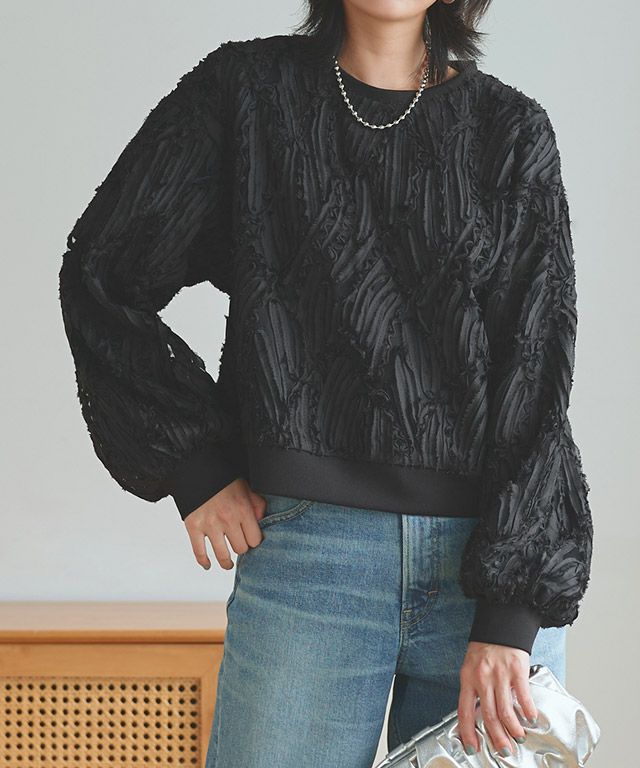 【新品】ラウンジドレス コード刺繍ブラウス ブラック 会員優待】[RASW]コード刺繍ブラウス【KKfashionさんYouTube紹介