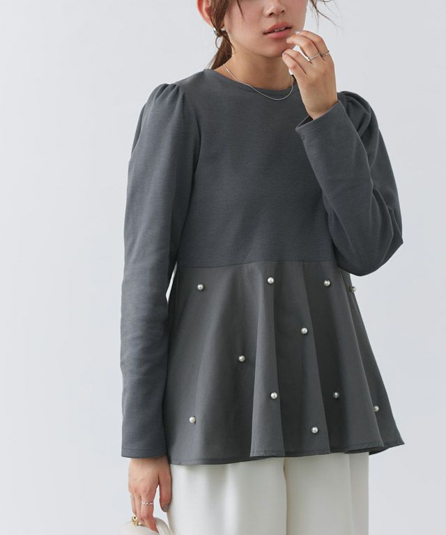 パールペプラムドッキングプルオーバー