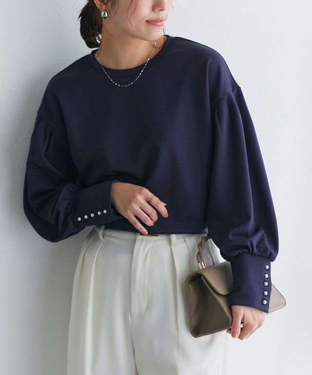 167cm / ネイビー / パールボタン / M