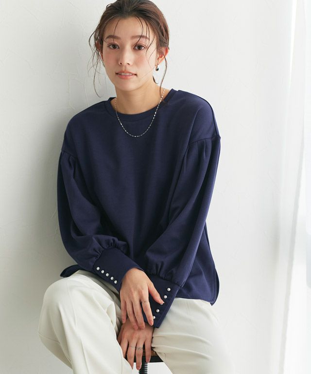 167cm / ネイビー / パールボタン / M