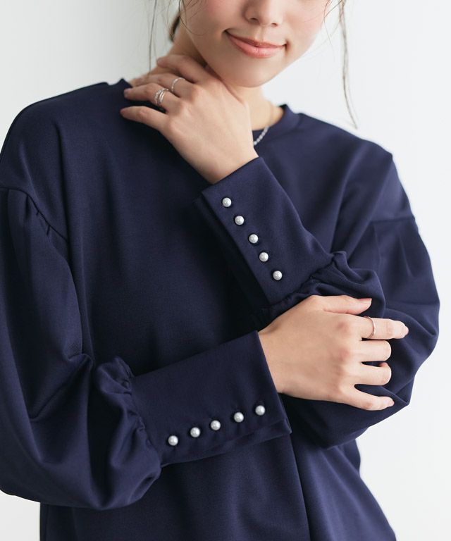 167cm / ネイビー / パールボタン / M