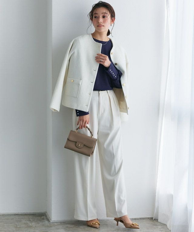 167cm / ネイビー / パールボタン / M