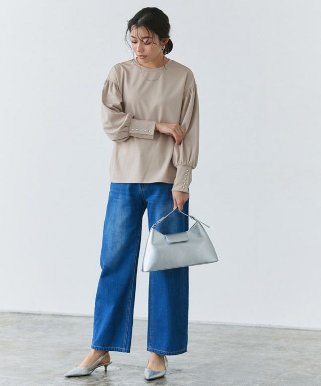 167cm / グレージュ / パールボタン / M