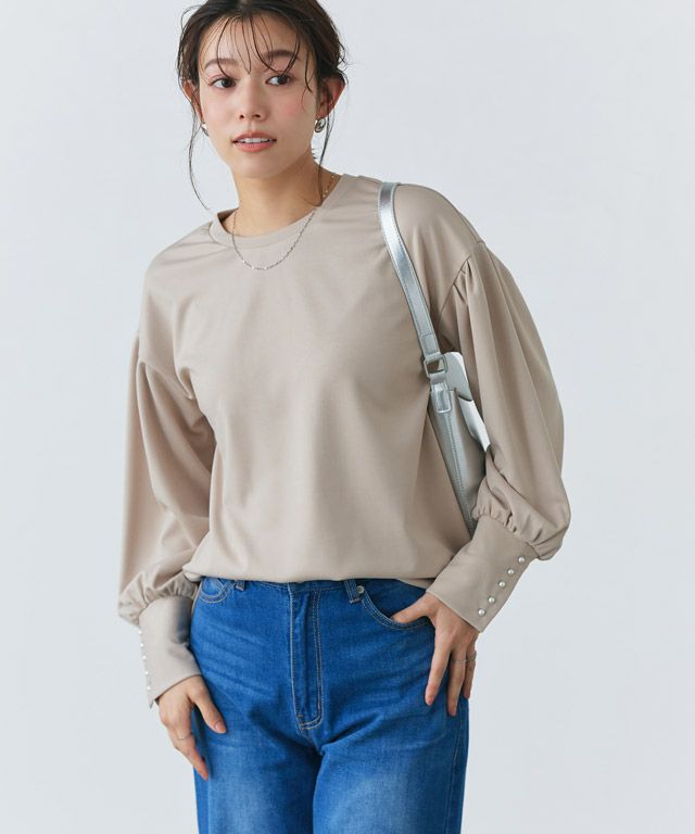 167cm / グレージュ / パールボタン / M