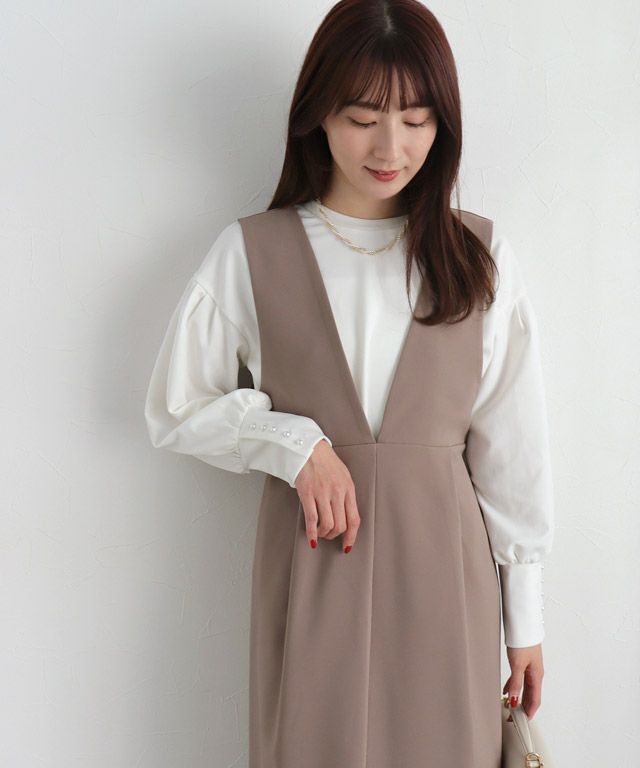 163cm / オフホワイト / パールボタン / M