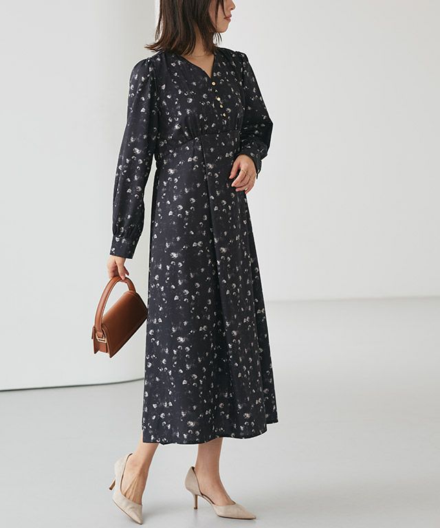 167cm / 花柄 / ネイビー / M