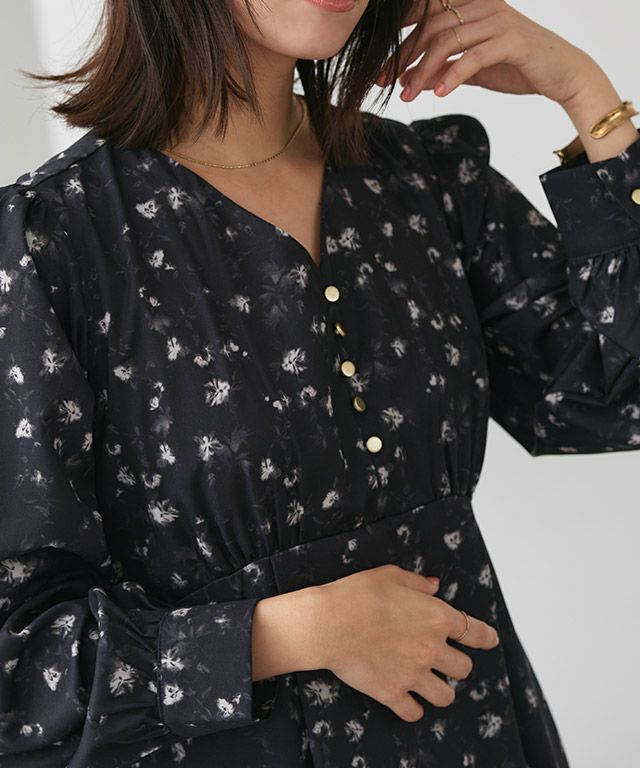 167cm / 花柄 / ネイビー / M