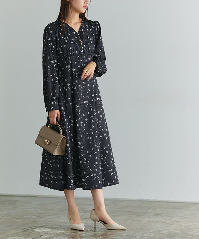 166cm / 花柄 / ネイビー / M