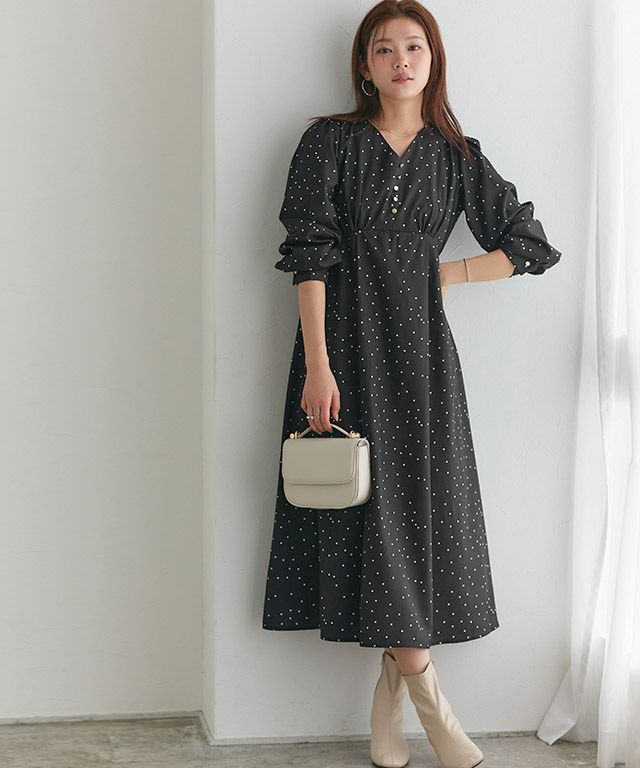 166cm / ドット / ブラック / M