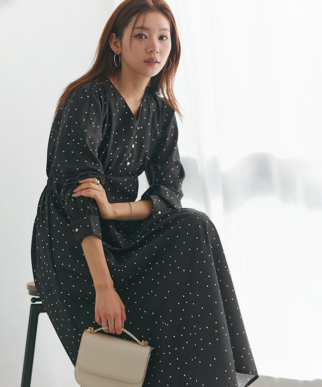 166cm / ドット / ブラック / M