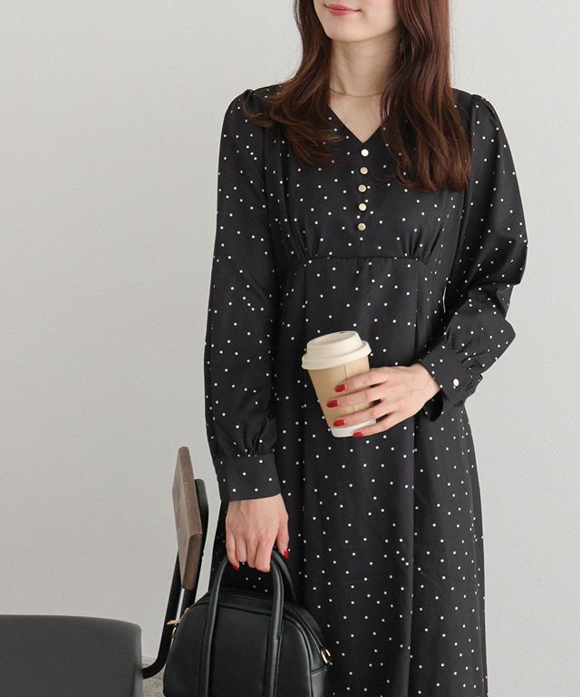 163cm / ドット / ブラック / M