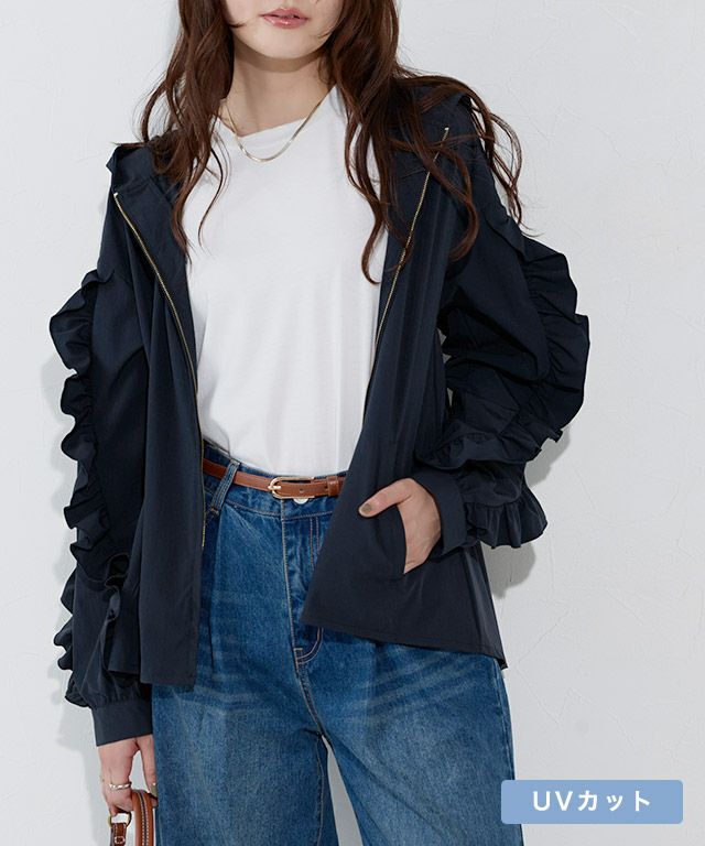 フリルデザインフードブルゾン