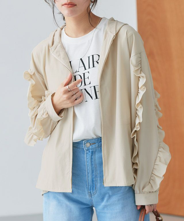 A会場】UVカットフリルデザインフードブルゾン【KKfashionさん