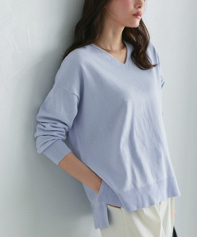 162cm / ブラウン / Vネック / M