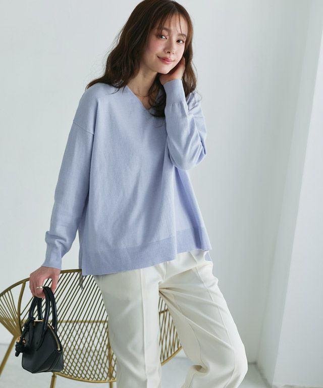 162cm / ブラウン / Vネック / M