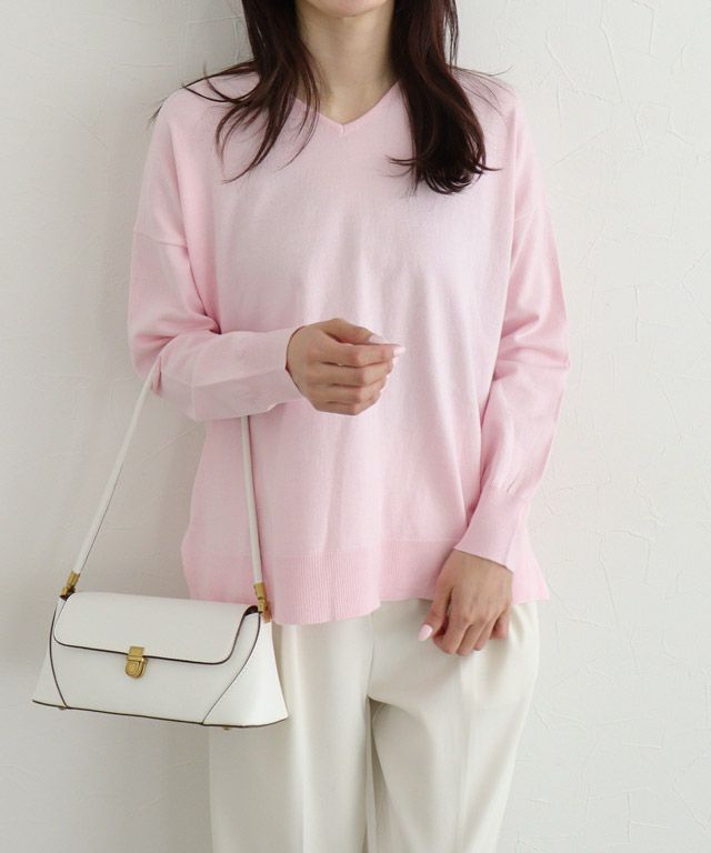 163cm / ピンク / Vネック / M