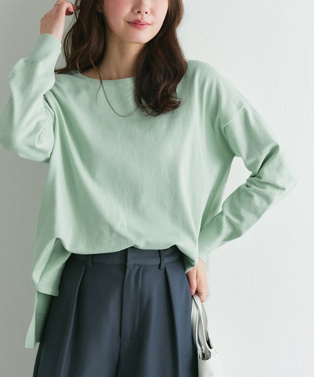 167cm / ミント / ボートネック / M