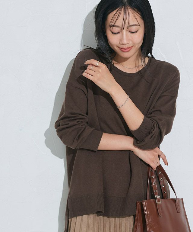 162cm / ブラウン / ボートネック / M