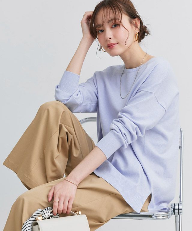 162cm / アッシュブルー / ボートネック / M