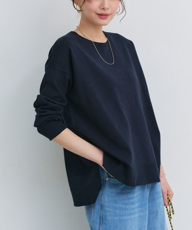 167cm / ネイビー / ボートネック / M