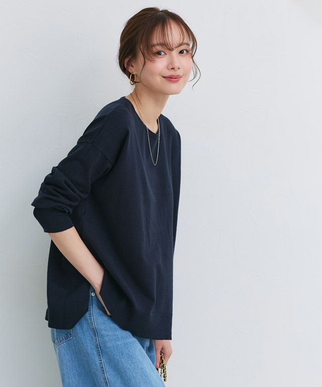 162cm / アッシュブルー / ボートネック / M