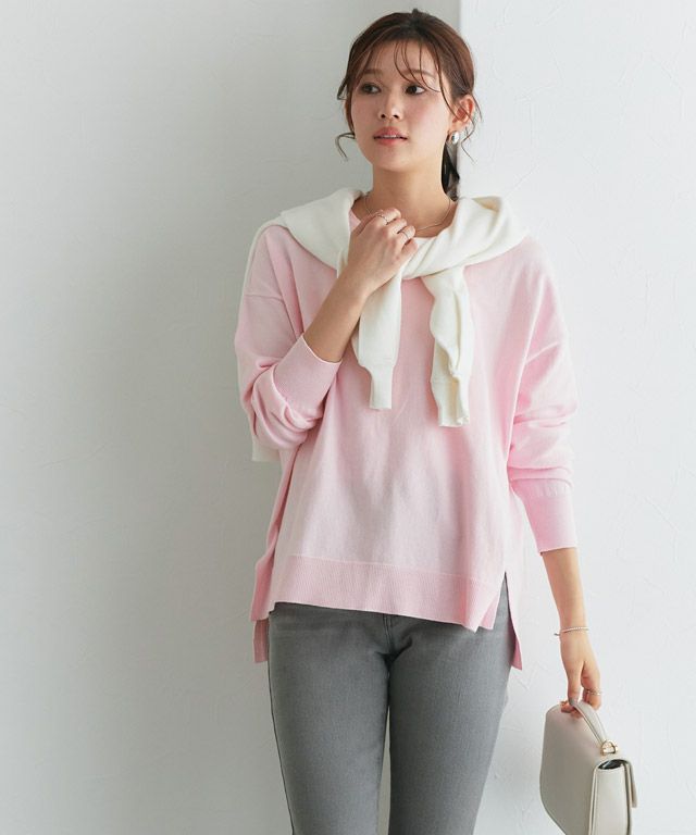 162cm / ネイビー / ボートネック / M